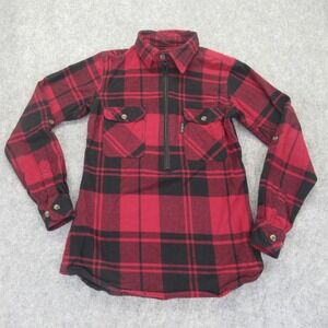 Five Brother Womens Flannel Shirt XS Red Plaid Collared‎ Up Long Sleeve Pullover